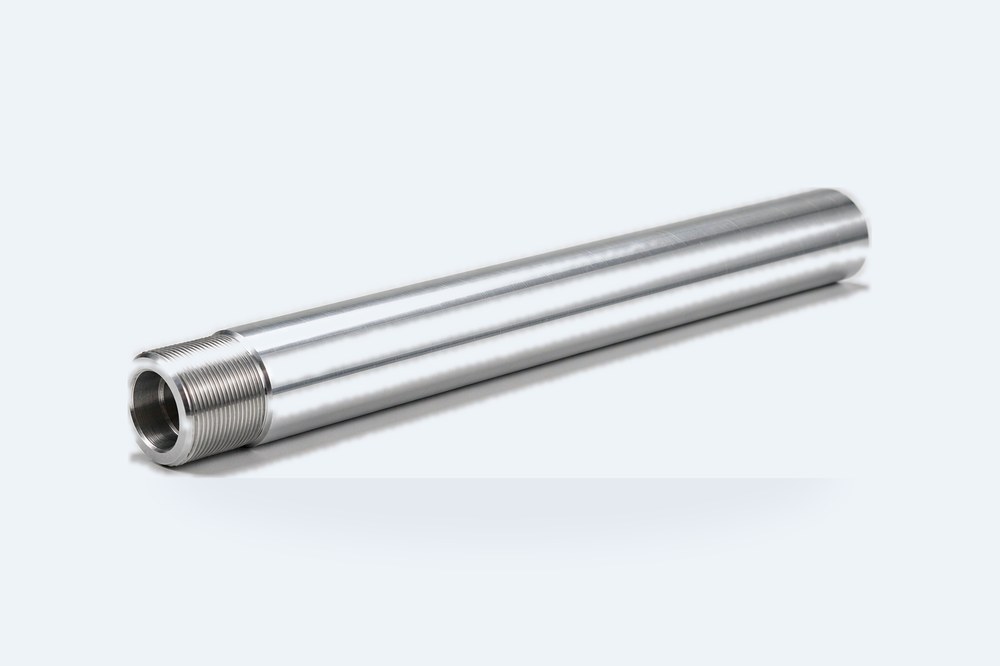 Silver aluminum inner fork tube with threaded end